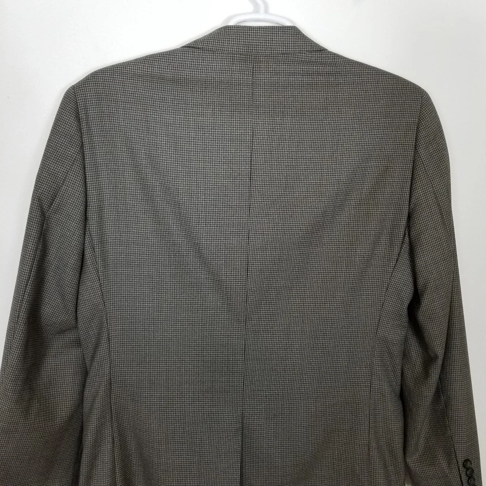 Joseph & Feiss  Men  100% Wool Blazer Jacket Sz 40‎ L  Houndstooth Brown Preppy